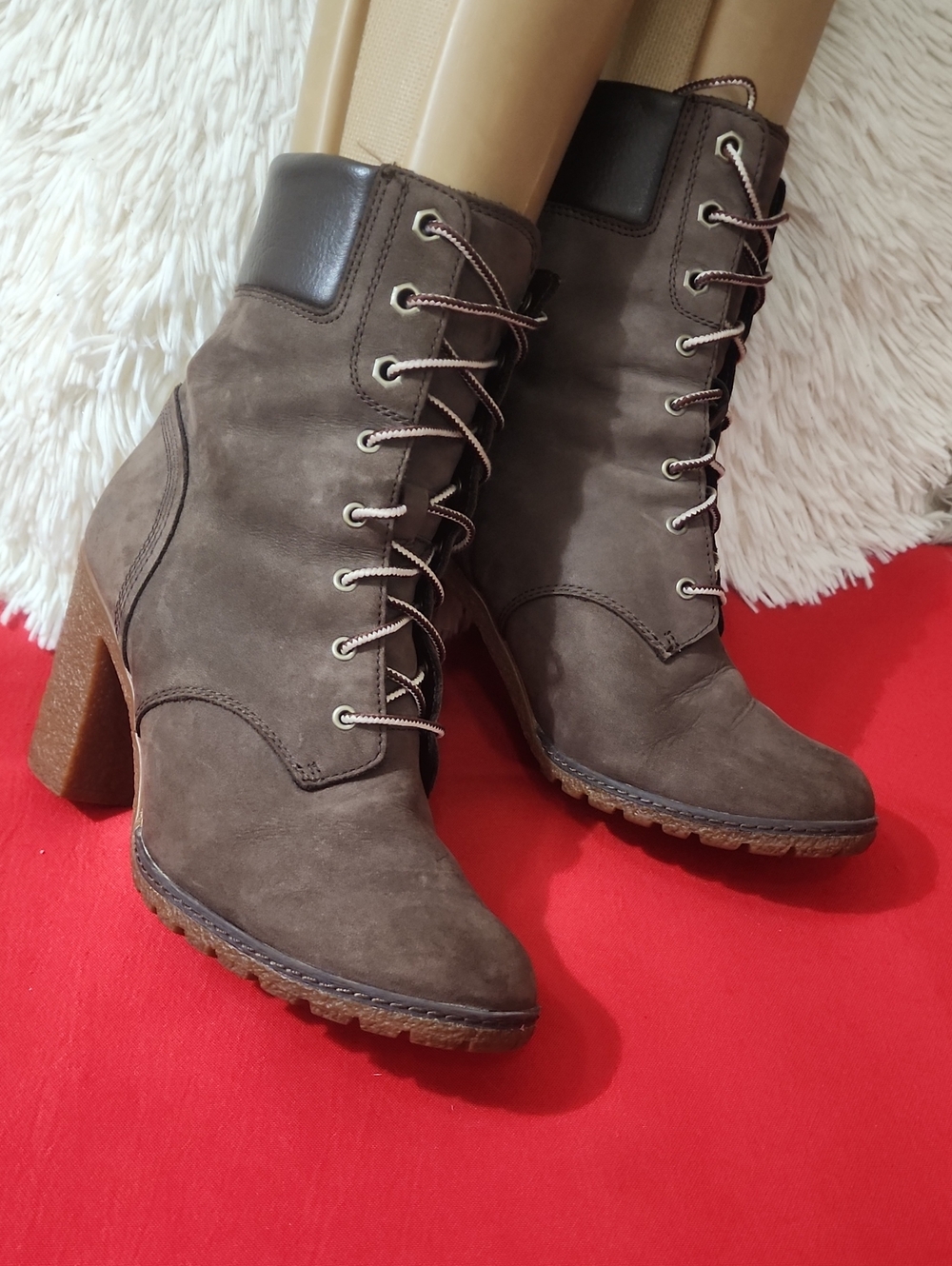 Timberland Allington Brown Suede Lace-Up Heeled Ankle Boots